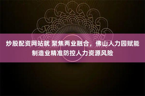 炒股配资网站就 聚焦两业融合，佛山人力园赋能制造业精准防控人力资源风险